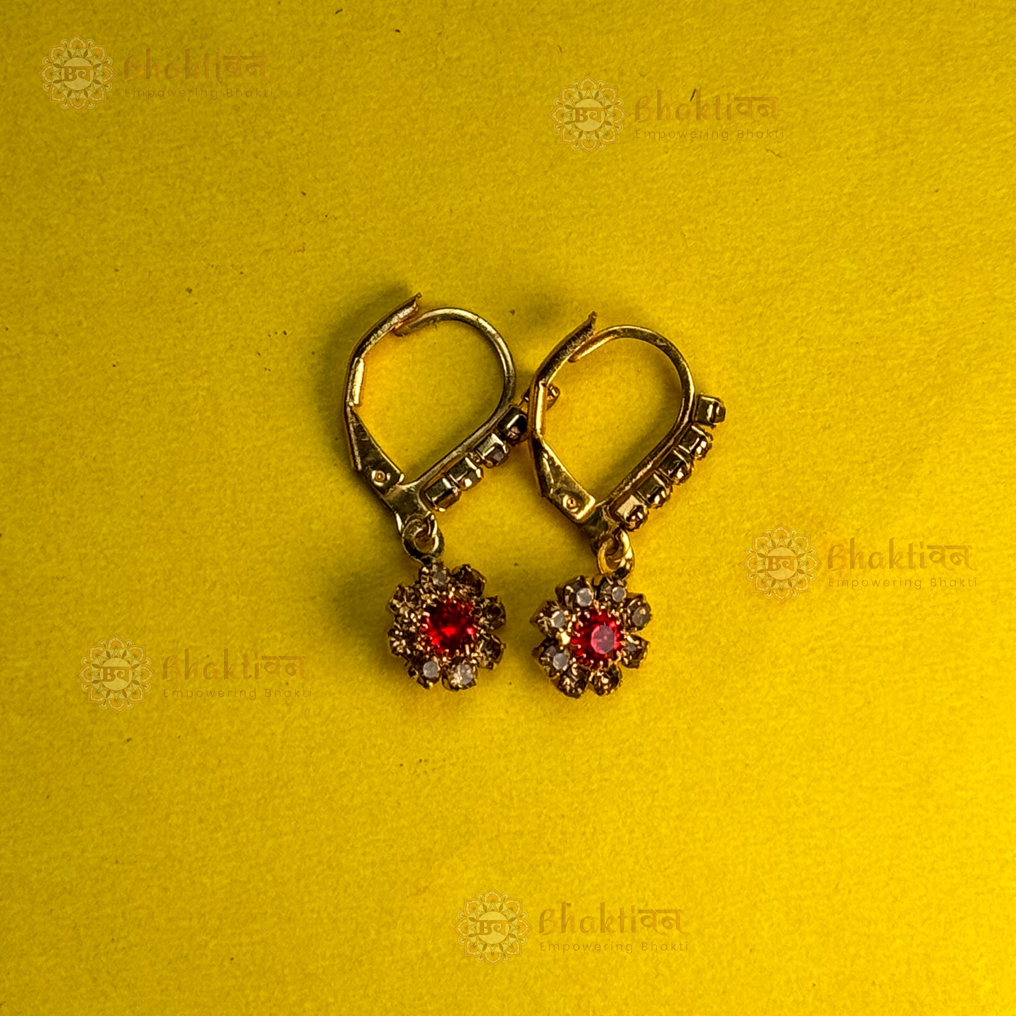 Colorful stone flower earrings