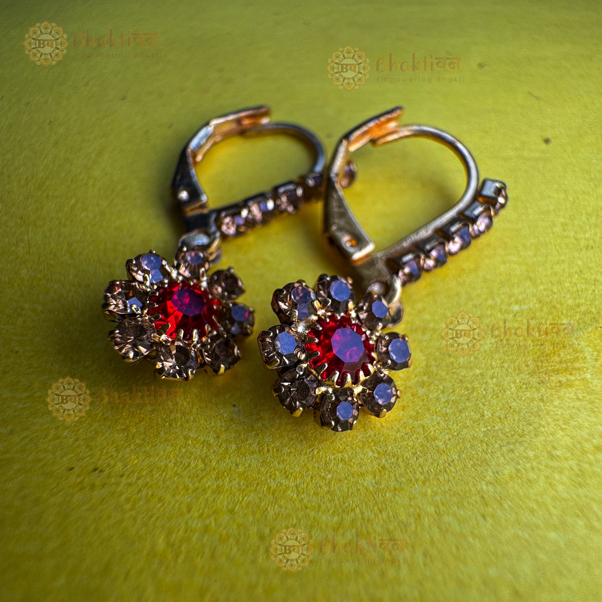 Colorful stone flower earrings