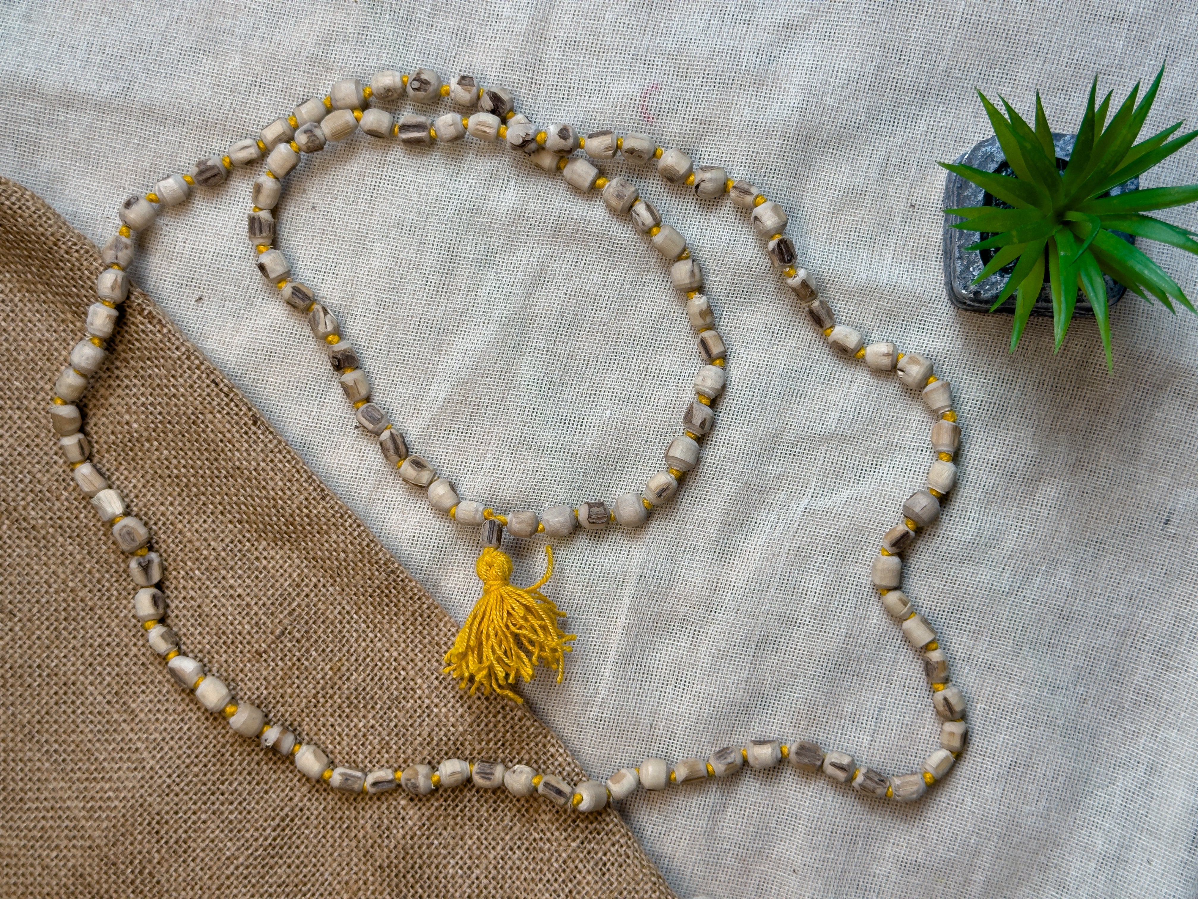 303- Pure Tulsi Jap Mala Semi-refined large beads