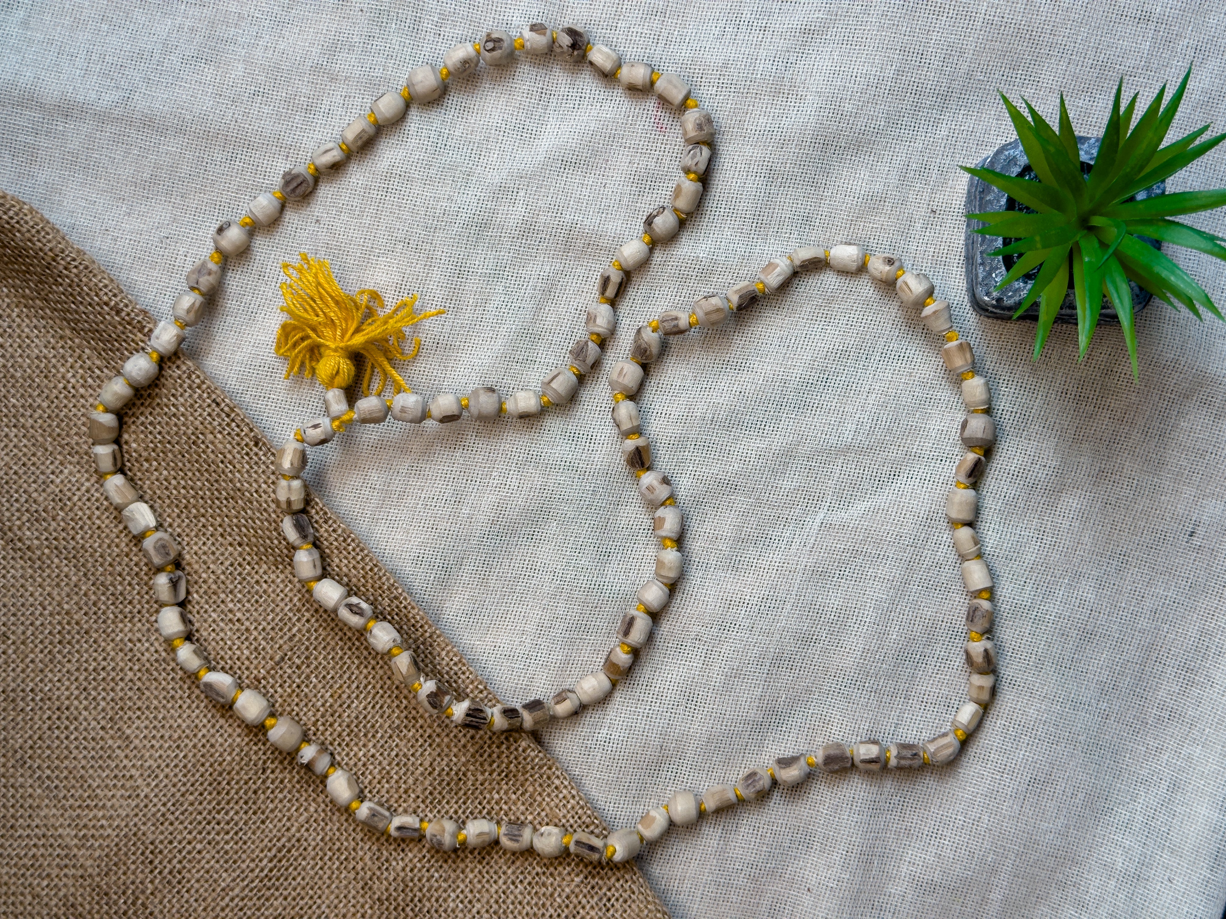 303- Pure Tulsi Jap Mala Semi-refined large beads